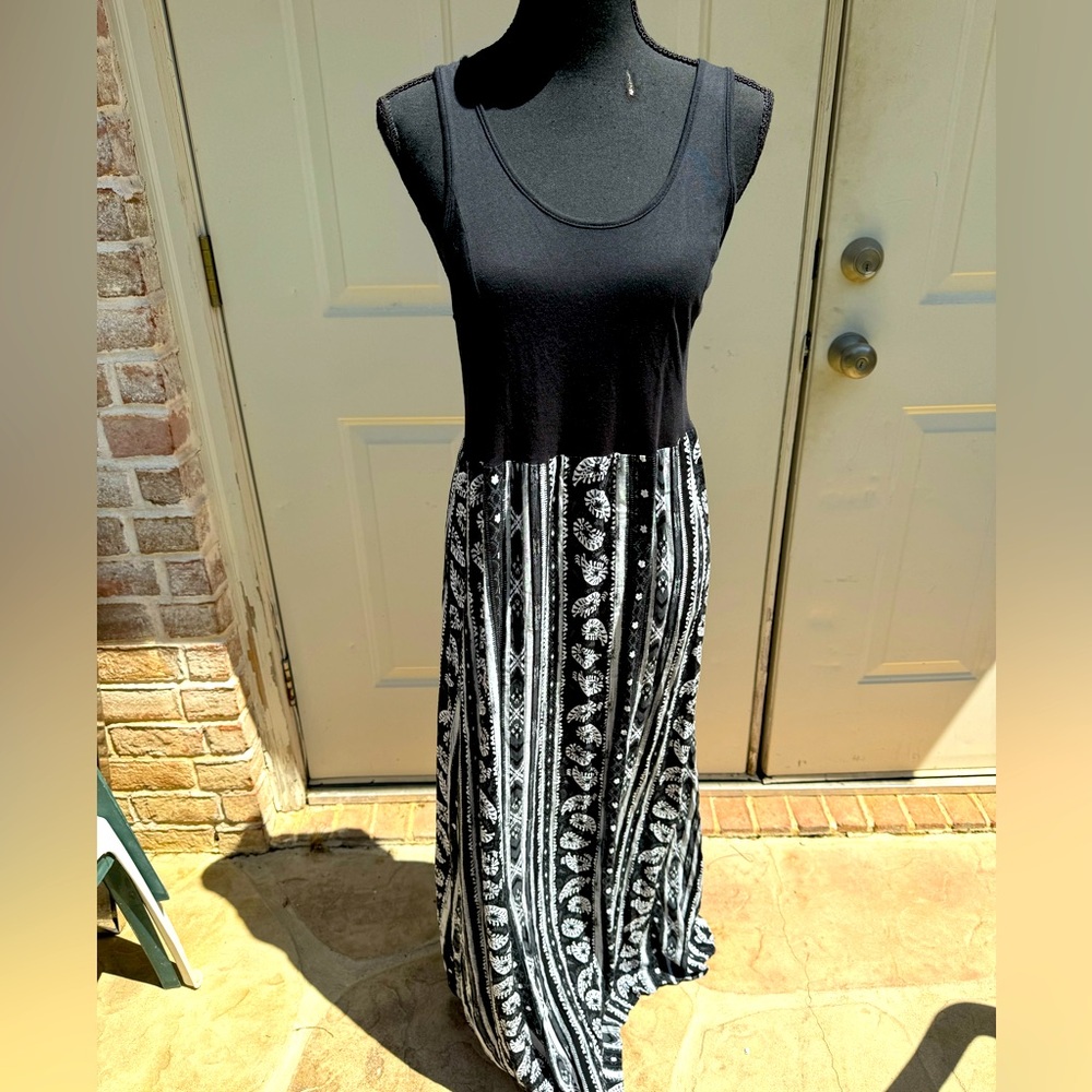 Mudd, Black, White & Grey, Maxi, Dress, Size Large